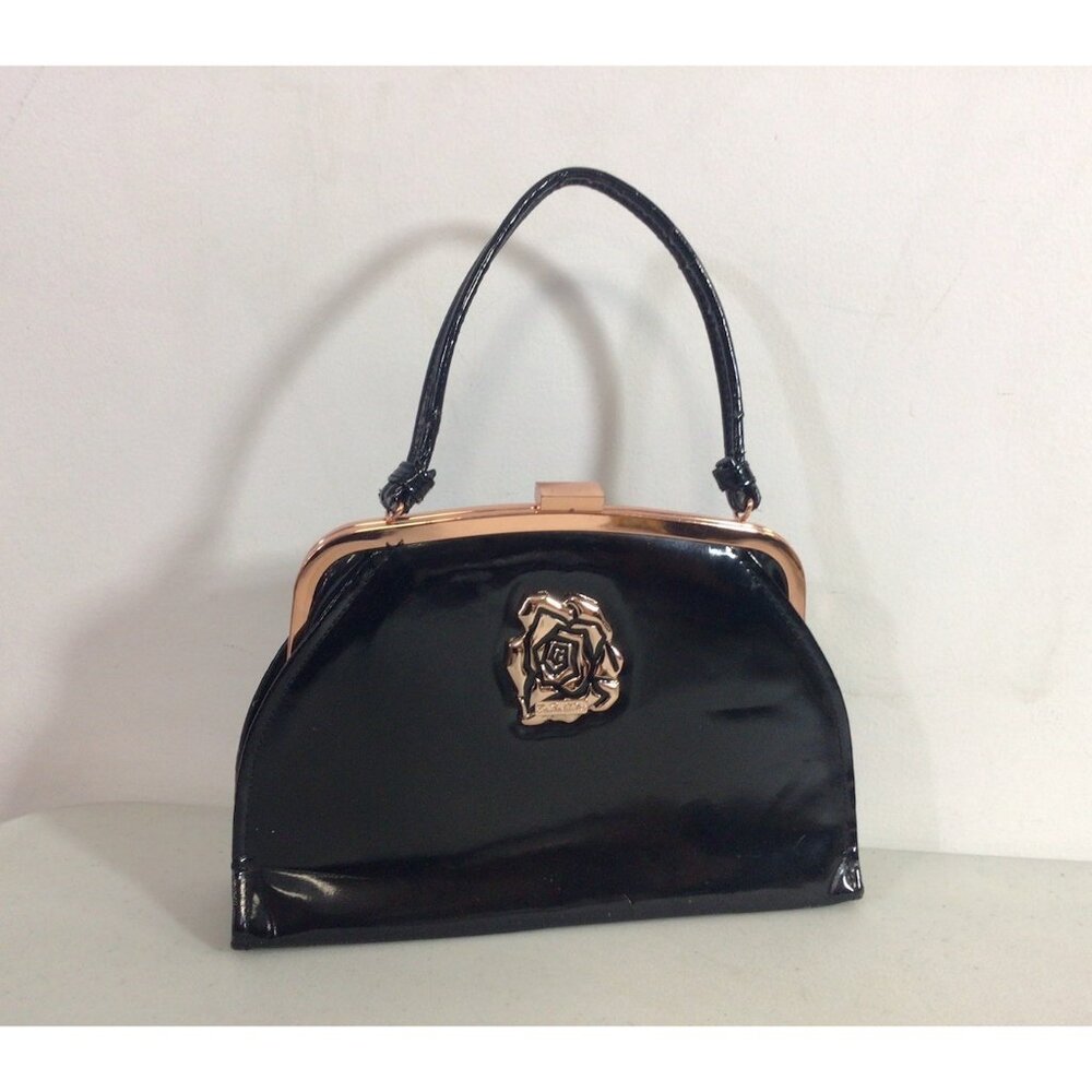 Zandra Rhodes Patent Leather Kisslock Bag Clutch